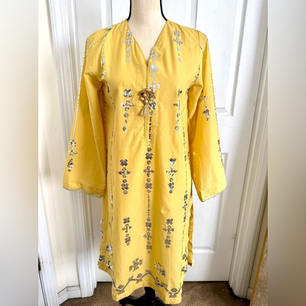 ETHNC PK PAKISTANI DESIGNER EMBROIDERED SHIRT KURTA - Picture 6 of 10